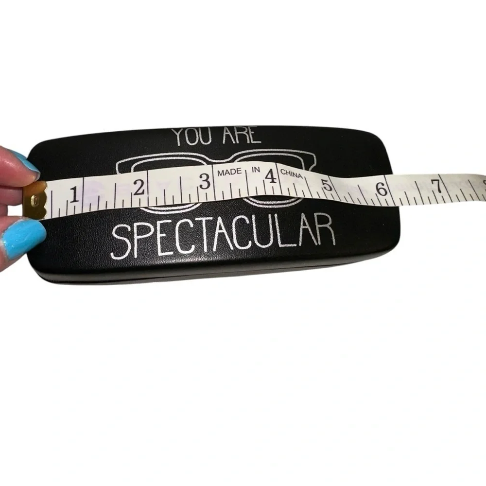 Black Vegan Leather Glasses Case “YOU ARE SPECTACULAR” in WhiteContrast Print